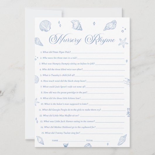 ビーチ沿岸赤ちゃんシャワー子供部屋韻ゲームカード 招待状 (正面)