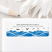 ビーチ波と鳥の差出人住所ラベル ラベル (インサイチュ)