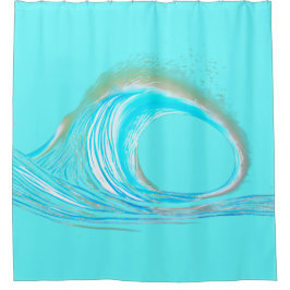 ビーチ波ティール（緑がかった色） シャワーカーテン