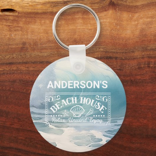 ビーチ波テーマ絵画ズ キーホルダー (正面)