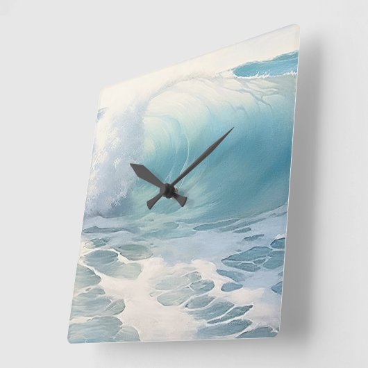 ビーチ波テーマ絵画ズ スクエア壁時計 (傾斜)