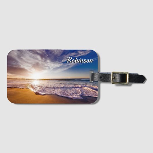 ビーチ波パーソナライズされた ラゲッジタグ (正面横)