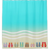 ビーチ波ビーチサンダル シャワーカーテン (正面)