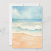 ビーチ波水色の結婚式の日付を保存 セーブザデート (裏面)