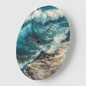 ビーチ波砂絵を描テーマ ラージ壁時計 (傾斜)