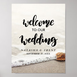 ビーチ波結婚のウェルカムサイン ポスター