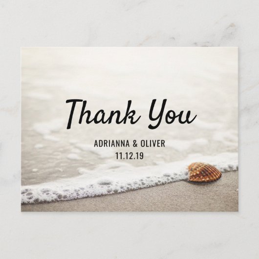 ビーチ波結婚の感謝 ポストカード (正面)