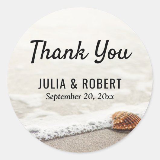 ビーチ波結婚の感謝 ラウンドシール (正面)