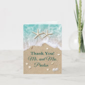 ビーチ波&ヒトデの写真サンキューカード カード (正面)