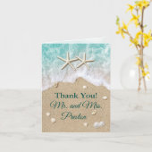 ビーチ波&ヒトデの写真サンキューカード カード (黄色い花)