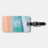 ビーチ波、白丸のモノグラム連絡情報 ラゲッジタグ (正面横)