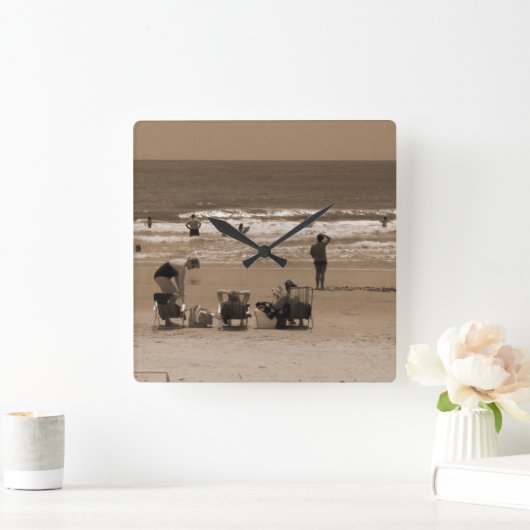 ビーチ泳ぐ人 スクエア壁時計 (ホーム)