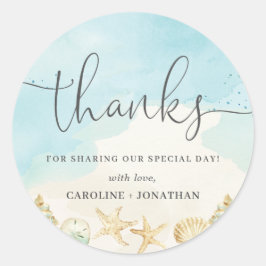 ビーチ海の宛先ウェディングサンキューありがとう好意 ラウンドシール