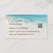 ビーチ海の穏やかな旅行アクアブルーQRコード 名刺 (裏面)