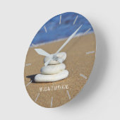 ビーチ海アクアサンドシービューペブルカスタマイズ ラウンド壁時計 (傾斜)
