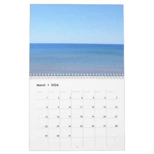 ビーチ海ウェークールブランドスケープウォーター写真 カレンダー (3月 2026)