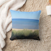 ビーチ海ウォータースカイブルーグリーンショア風光明媚な贈り物 クッション (ブランケット)