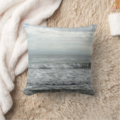 ビーチ海ウォータースカイブルーホワイトグレーキュートコースタル クッション (ブランケット)