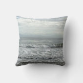 ビーチ海ウォータースカイブルーホワイトグレーキュートコースタル クッション (裏面)