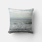 ビーチ海ウォータースカイブルーホワイトグレーキュートコースタル クッション (正面)