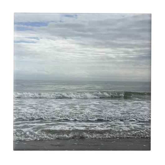 ビーチ海ウォータースカイブルーホワイトグレーキュートコースタル タイル (正面)