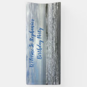 ビーチ海ウォータースカイ写真かわいい誕生日パーティー 横断幕 (縦)