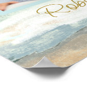 ビーチ海コラージュ葬儀記念ウェルカム ポスター (角)