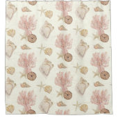 ビーチ海コーラルスターフィッシュシーシェルウォーターの色 シャワーカーテン (正面)