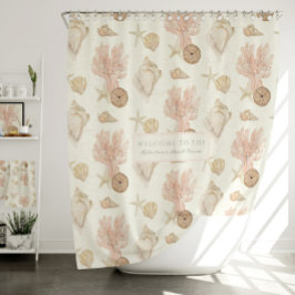 ビーチ海コーラルスターフィッシュシーシェルウォーターの色 シャワーカーテン