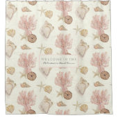 ビーチ海コーラルスターフィッシュシーシェルウォーターの色 シャワーカーテン (正面)