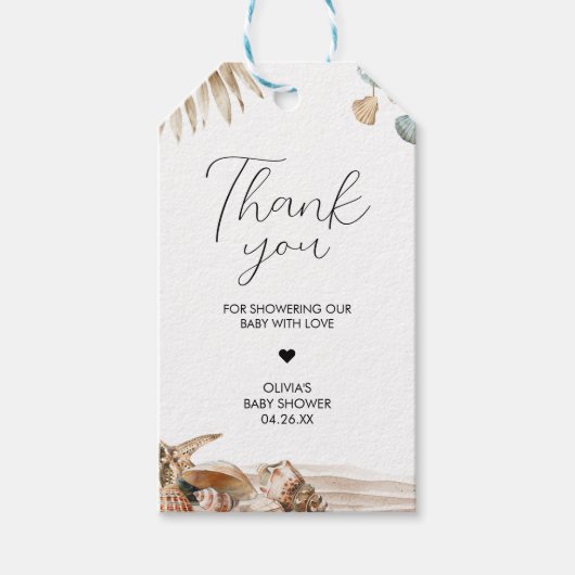 ビーチ海サンゴ赤ちゃんシャワーメッセージカード ギフトタグ (正面)