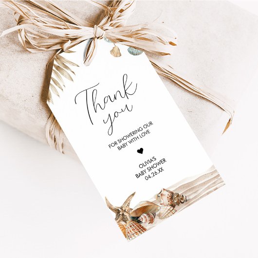 ビーチ海サンゴ赤ちゃんシャワーメッセージカード ギフトタグ