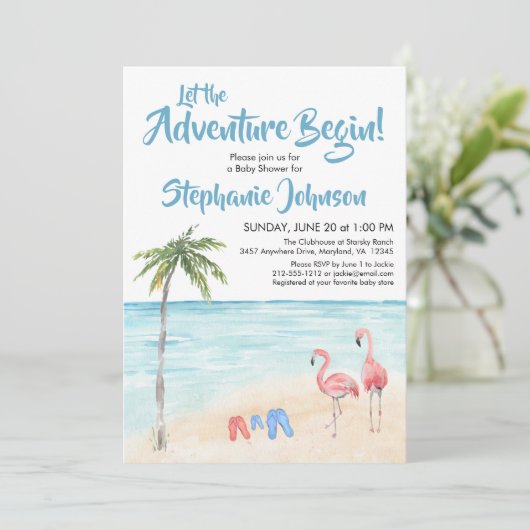 ビーチ海サーフアドベンチャーベビーシャワーボーイ 招待状 (スタンド正面)