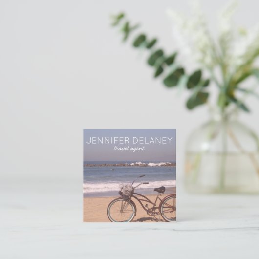 ビーチ海サーフバイクフォトトラベルツーリズム スクエア名刺 (スタンド正面)