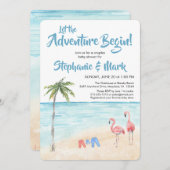 ビーチ海サーフ・アドベンチャーがブルー・ベビー・シャワーを開始 招待状 (正面/裏面)