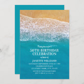 ビーチ海シーサイド目的地航海の誕生日 招待状 (正面/裏面)