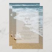ビーチ海シーシェルサンディビーチ結婚式 招待状 (正面/裏面)