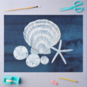 ビーチ海シーシェルスターフィッシュネイビーブルーホワイト 薄葉紙 (クラフト)