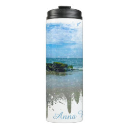 *~*ビーチ海シー航海の抽象芸術ドリップサーマル タンブラー