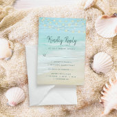ビーチ海ストリングラ結婚イトとメニューRSVP 出欠カード