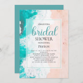 ビーチ海ターコイズタンブライダルシャワー 招待状 (正面/裏面)