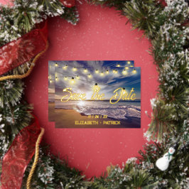 ビーチ海テーマ日付の保存 箔招待状