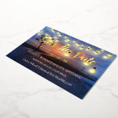 ビーチ海テーマ日付の保存 箔招待状 (回転した状態)