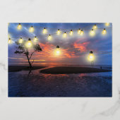 ビーチ海テーマ日付の保存 箔招待状 (裏面)