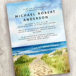 ビーチ海トリビュートお祝いのライフメモリアル 招待状