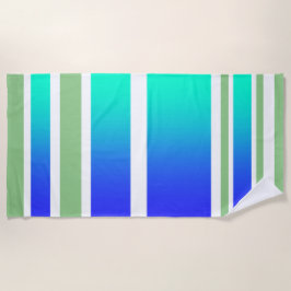 ビーチ海フロントサンド+サーフアクアストライプ ビーチタオル