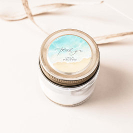 ビーチ海ブライダルシャワーありがとう ラウンドシール