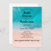 ビーチ海ブルーシーサイドウェディングシャワー 招待状 (正面/裏面)