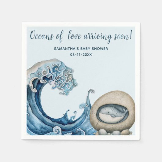 ビーチ海ベビースシャワー スタンダードカクテルナプキン (正面)