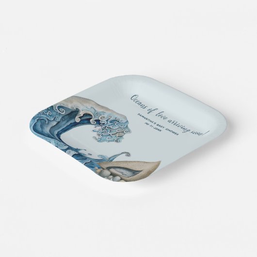 ビーチ海ベビースシャワー ペーパープレート (傾斜あり)